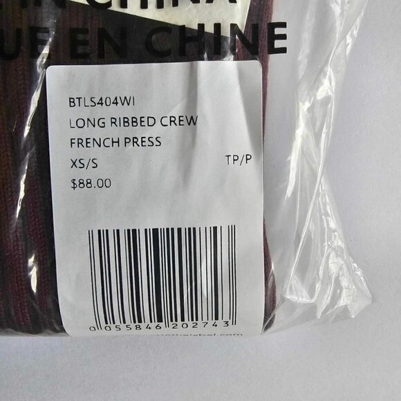 Brunette The Label,Women's The Ribbed Crew Neck Sweater-French Press. Size: XS/S - Picture 5 of 11